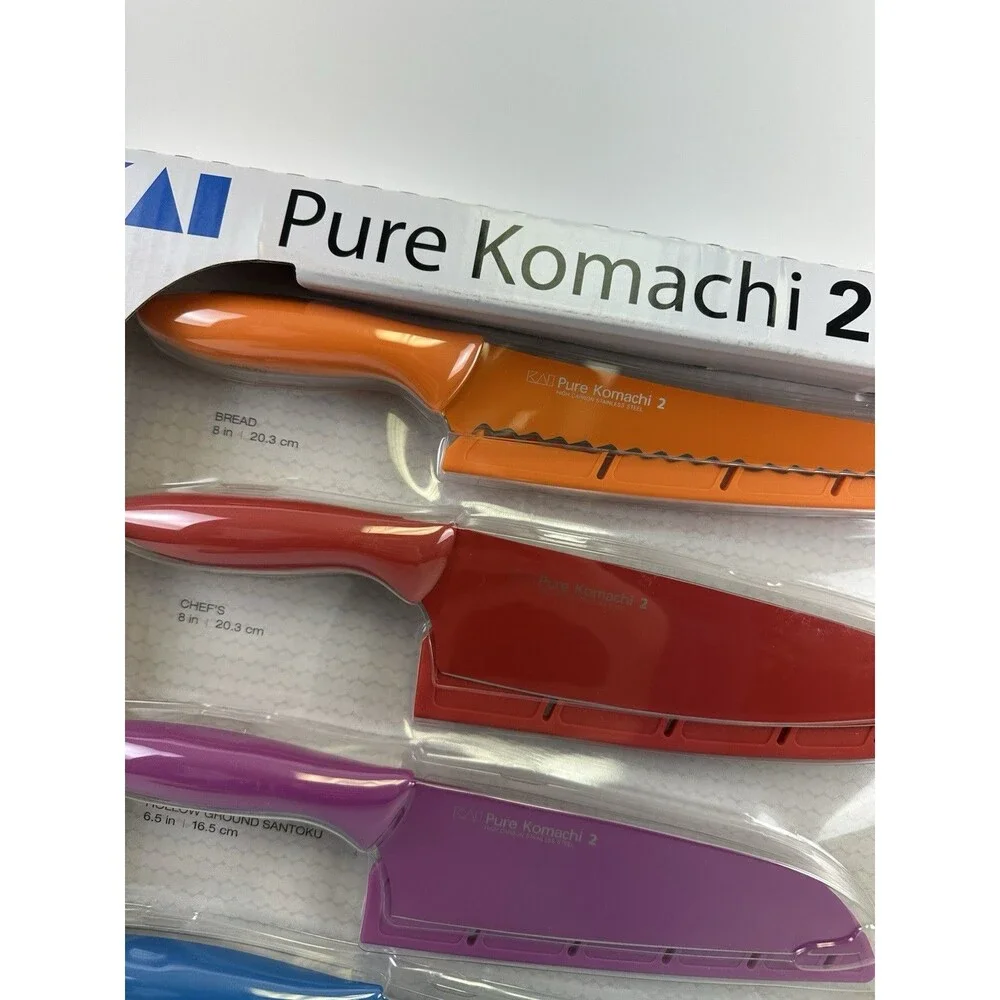 KAI Pure Komach 2 High Carbon Stainless Steel Kitchen Knife Set 6 Bright Colors